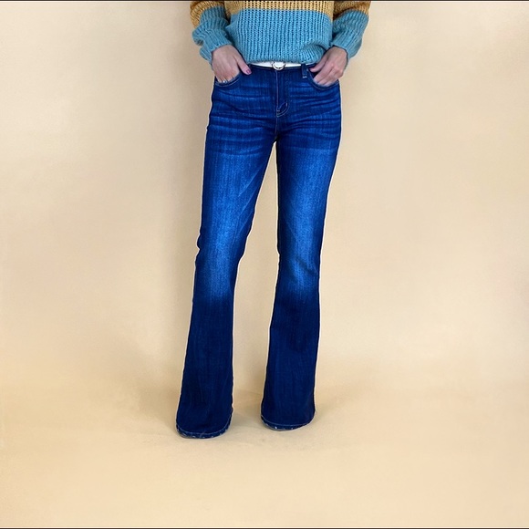 New Kan Can Flared Dark Denim Jeans - Picture 3 of 7